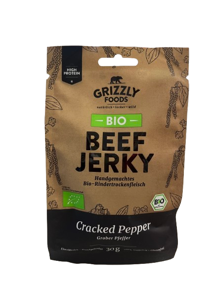 Grizzly Foods Bio Beef Jerky Cracked Pepper 30 g