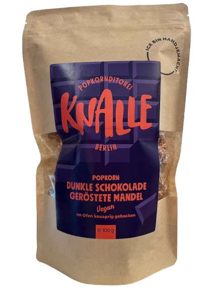 Knalle Popkorn Dunkle Schokolade Geröstete Mandel vegan 100 g