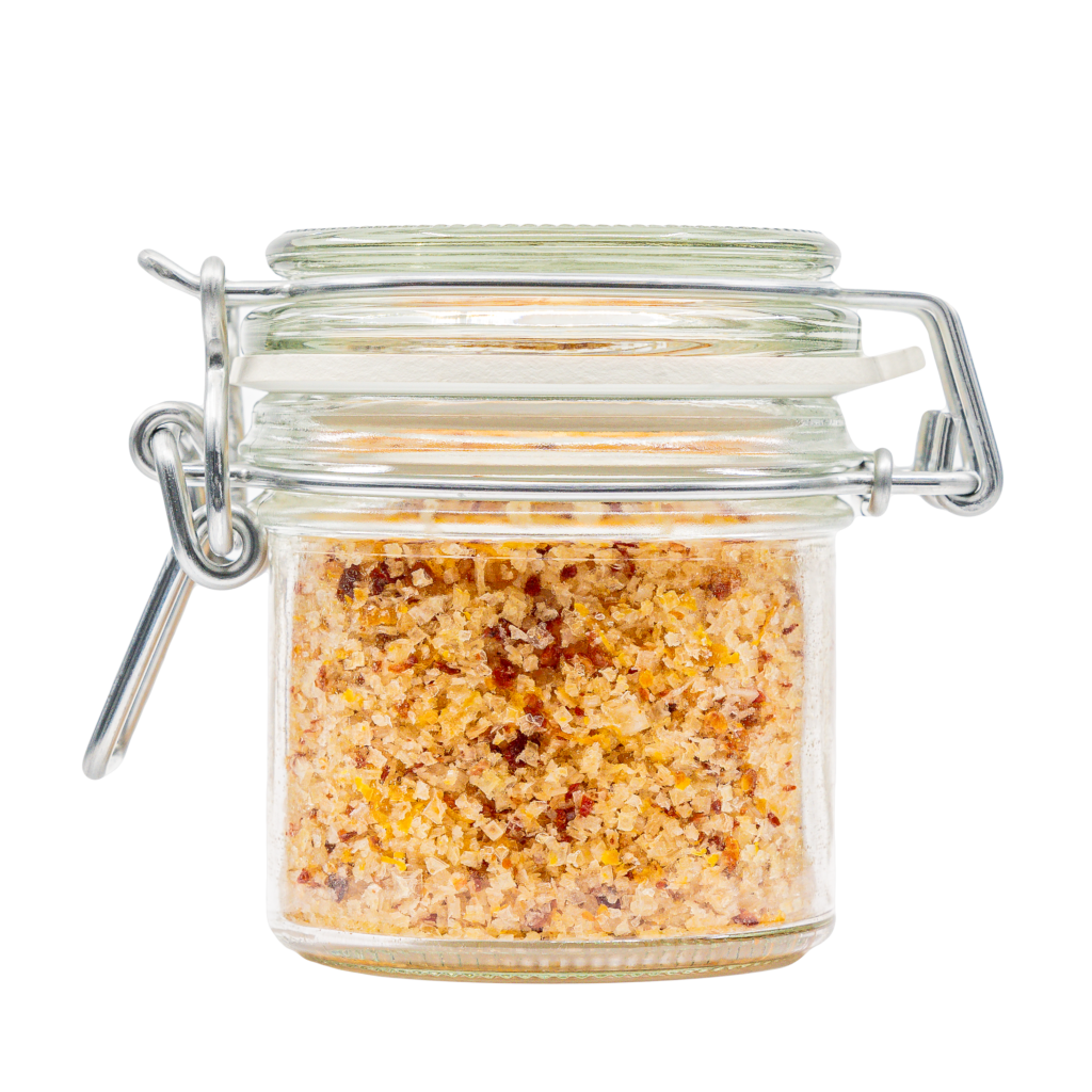 Tellergold Fleur de Sel mit Chili und Orange 70 g im Dekorglas