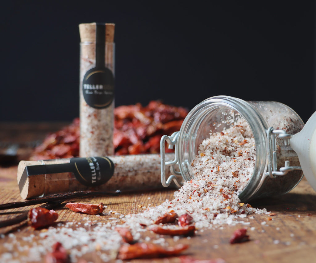 Tellergold Fleur de Sel mit Chili & Vanille 70 g im Dekorglas