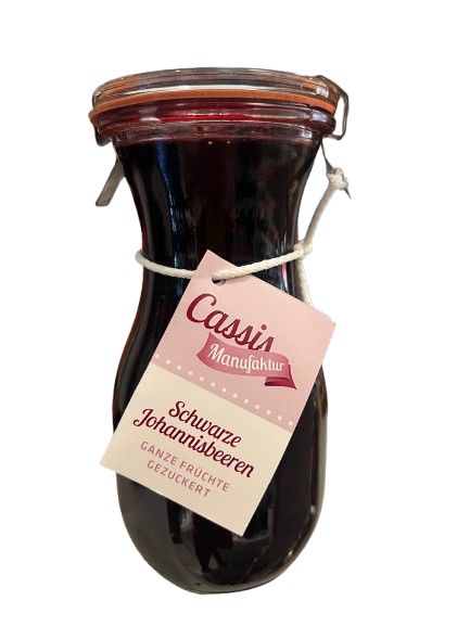 Cassismanufaktur Ganze Johannisbeeren in Saft und Zucker eingelegt 250 g