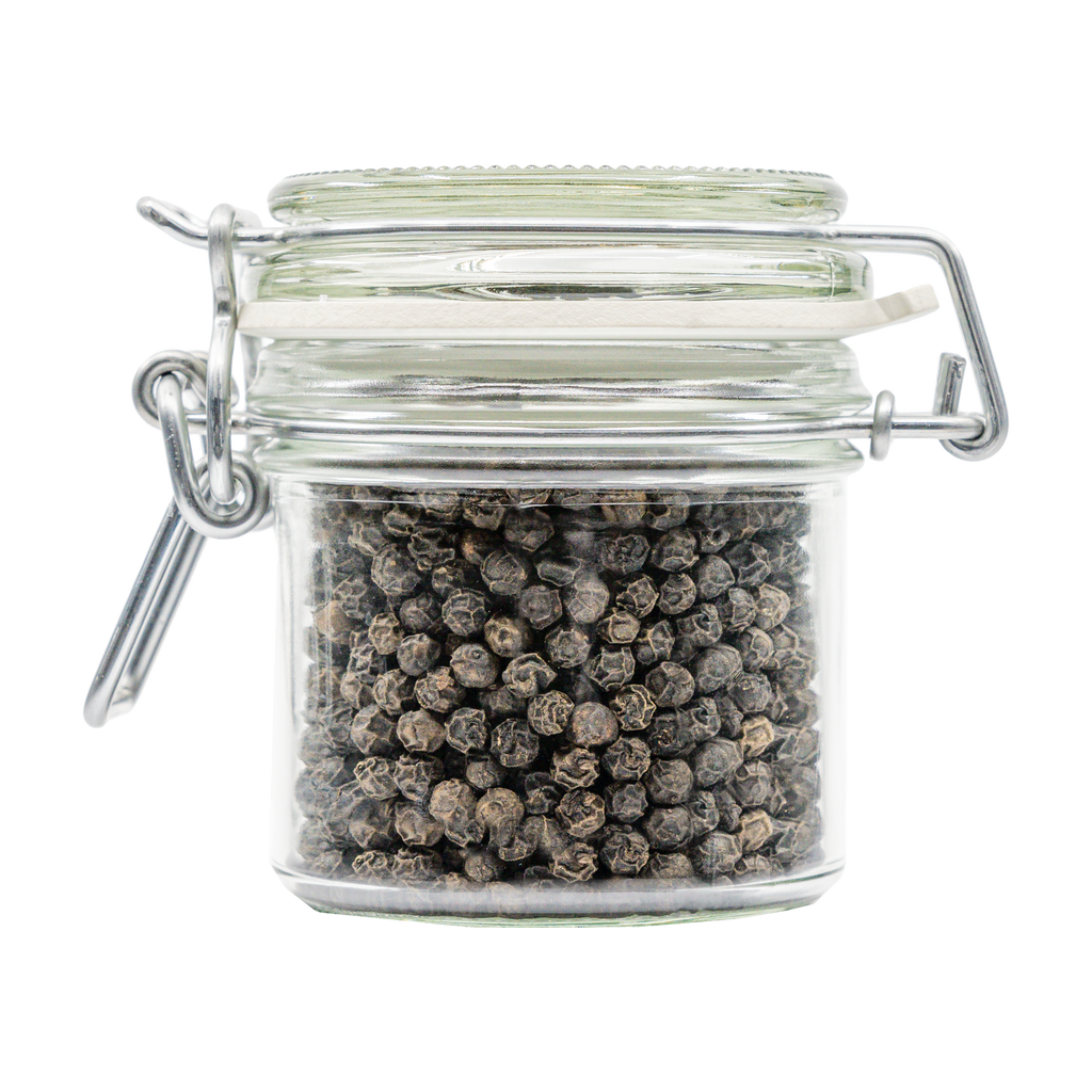 Tellergold Schwarzer Kampot Pfeffer 60 g im Dekorglas