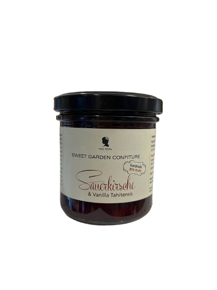Sweet Garden Confiture Handgemachter Fruchtaufstrich Sauerkirsche & Tahiti Vanille 180 g