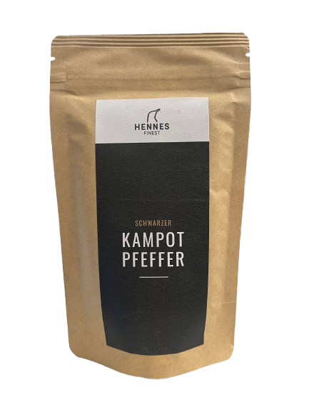 Hennes Finest Schwarzer Kampot Pfeffer - ganze Körner