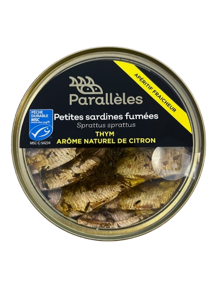 Kleine geräucherte Sardinen (Sprotten) mit Thymian und Zitrone 160 g