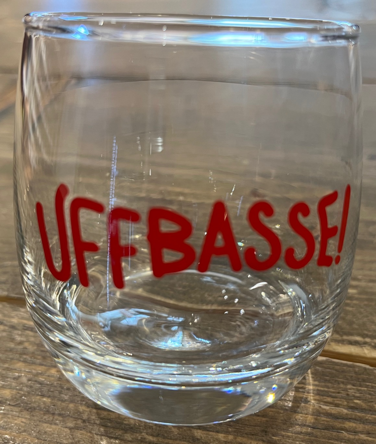Tumbling Glas mit Schriftzug "Uffbasse!" - Wackelglas - Souvenir